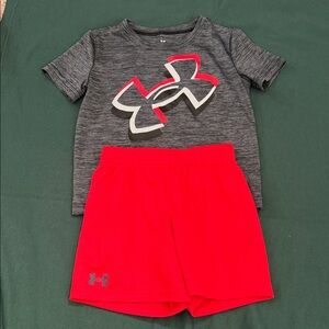Under Armour Charcoal and Bright Red Kids Set